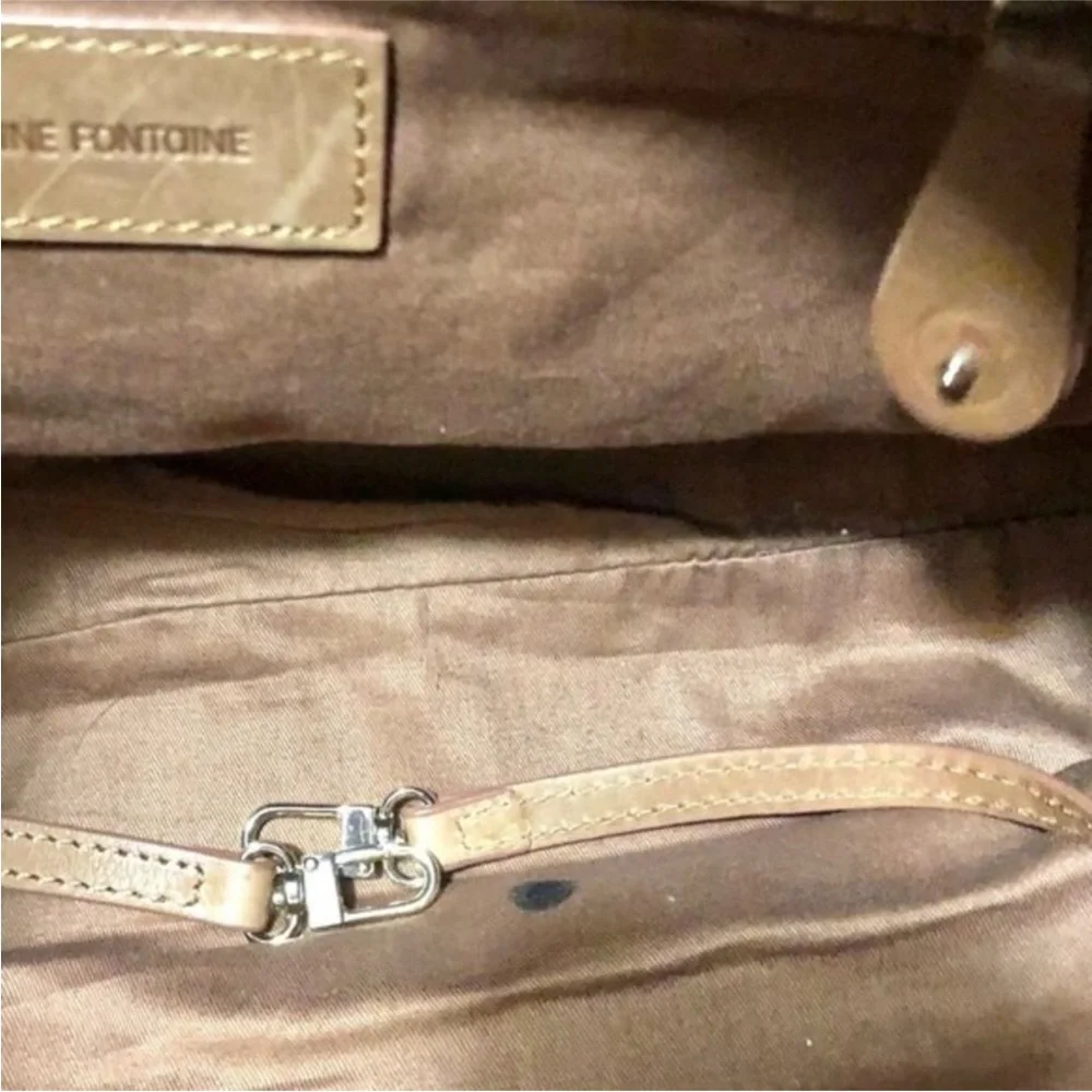Anne Fontaine Signature Embossed Flower Leather Tote shoulder Bag.